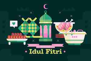 Vecteur gratuit fond plat idul fitri