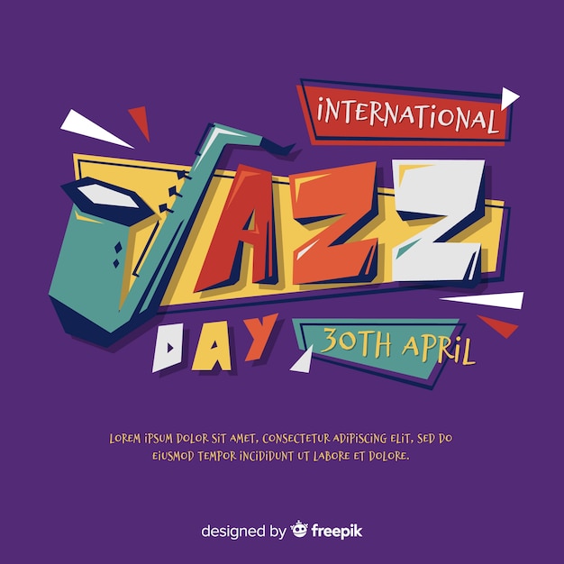 Vecteur gratuit fond plat international de jazz