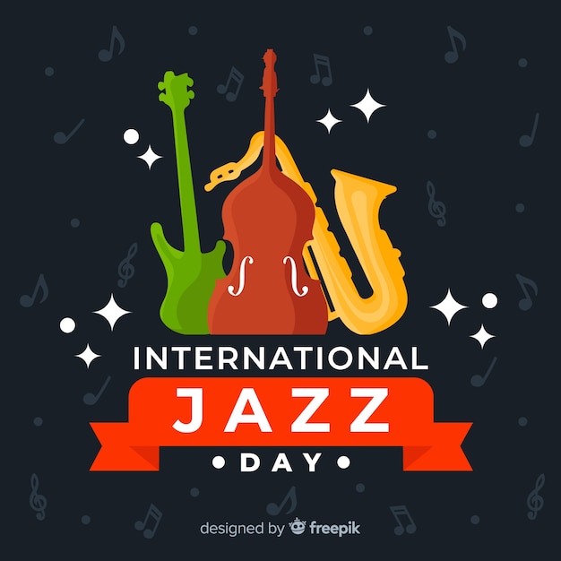 Vecteur gratuit fond plat international de jazz