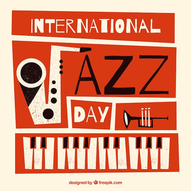 Fond plat de jour international de jazz