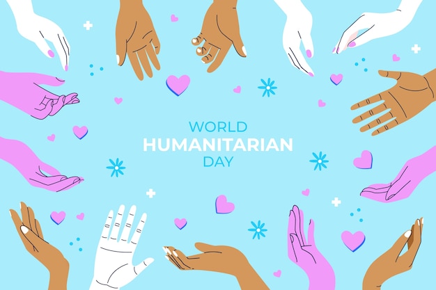 Vecteur gratuit fond plat de la journée humanitaire mondiale