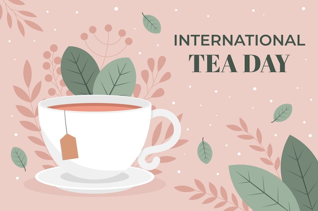 Vecteur gratuit fond plat de la journée internationale du thé
