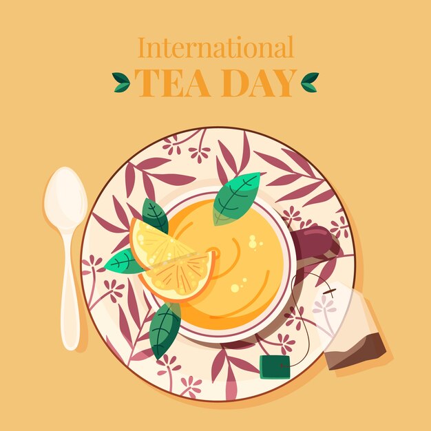 Fond plat de la journée internationale du thé