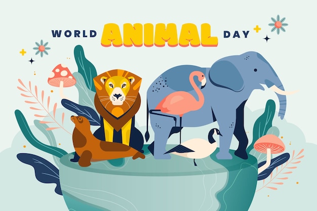 Fond Plat De La Journée Mondiale Des Animaux