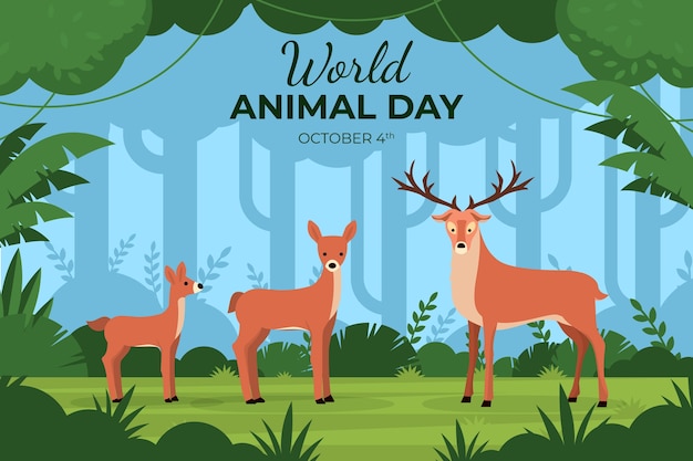 Fond plat de la journée mondiale des animaux