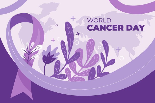 Vecteur gratuit fond plat de la journée mondiale du cancer