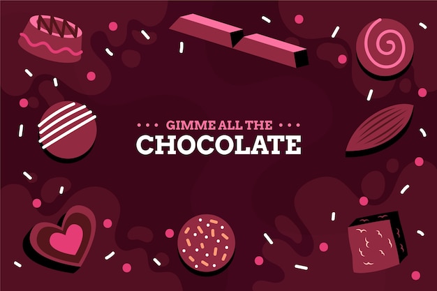 Fond plat de la journée mondiale du chocolat avec des friandises au chocolat