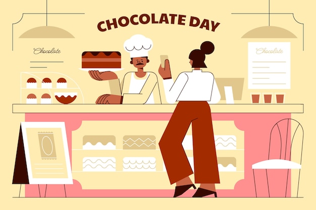 Vecteur gratuit fond plat de la journée mondiale du chocolat