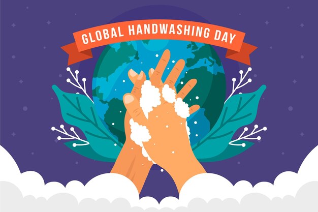 Fond plat de la journée mondiale du lavage des mains