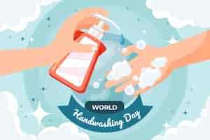 Vecteur gratuit fond plat de la journée mondiale du lavage des mains