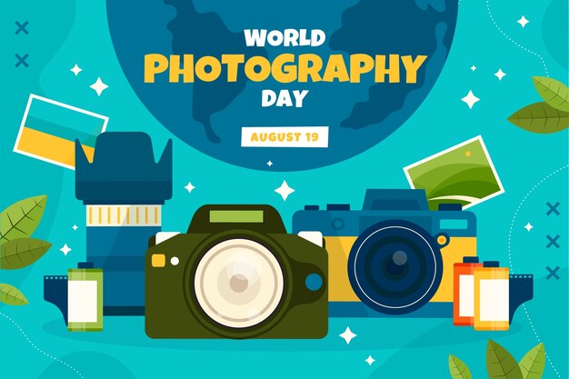 Fond plat de la journée mondiale de la photographie