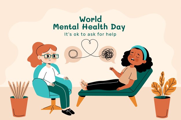 Fond plat de la journée mondiale de la santé mentale