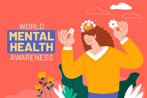 Fond plat de la journée mondiale de la santé mentale