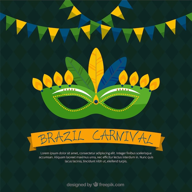 Fond Plat Avec Un Masque Et Des Guirlandes Pour Le Carnaval Brazilian
