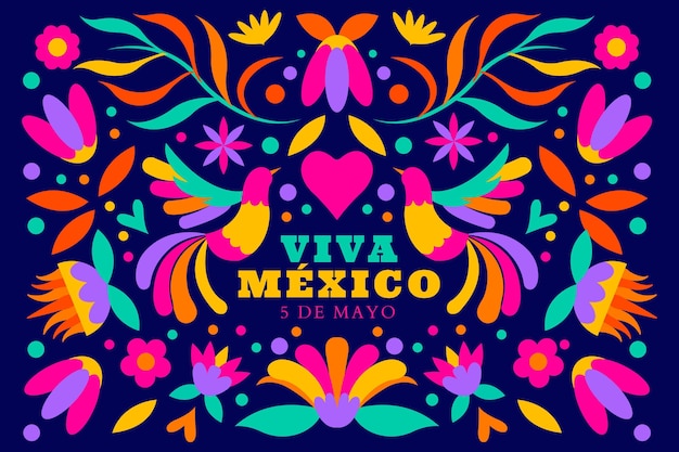 Vecteur gratuit fond plat mexicain cinco de mayo