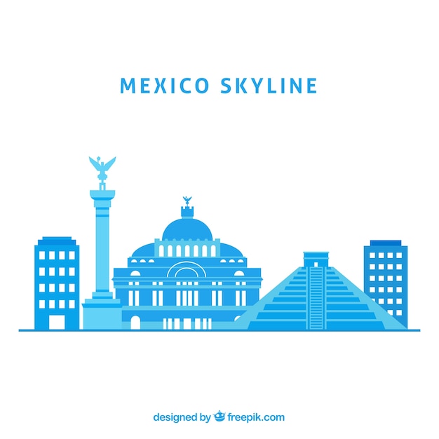 Vecteur gratuit fond plat mexico skyline