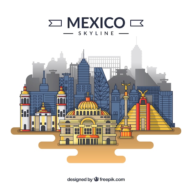 Fond Plat Mexico Skyline