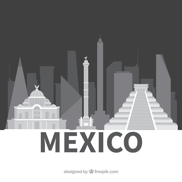 Vecteur gratuit fond plat mexico skyline