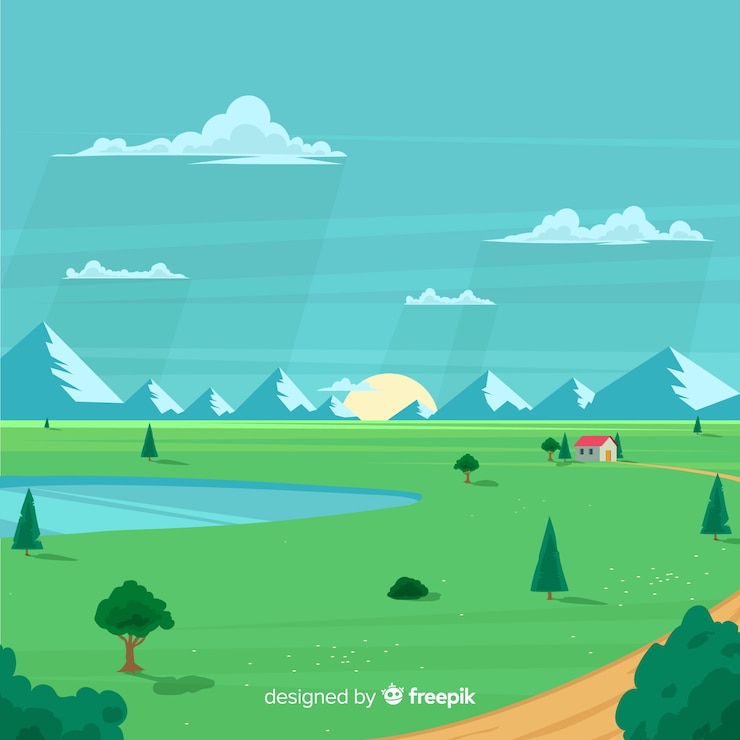 Vecteur gratuit fond plat naturel avec paysage