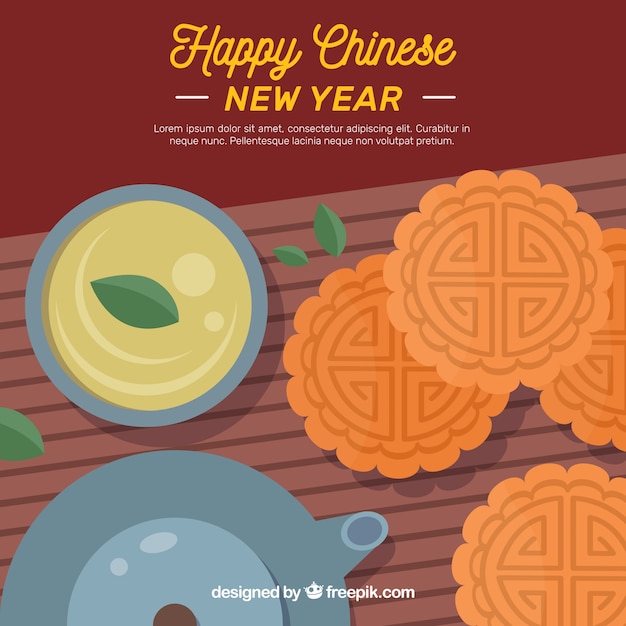 Vecteur gratuit fond plat de nouvel an chinois