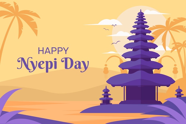 Vecteur gratuit fond plat nyepi