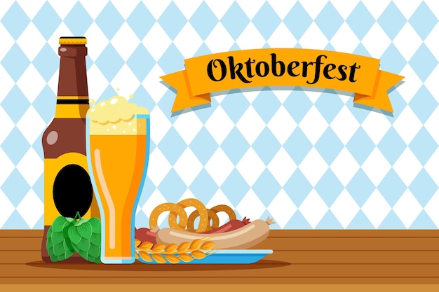 Vecteur gratuit fond plat oktoberfest