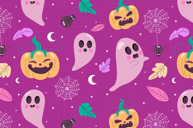 Vecteur gratuit fond plat pastel halloween