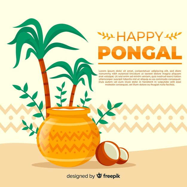 Vecteur gratuit fond plat pongal