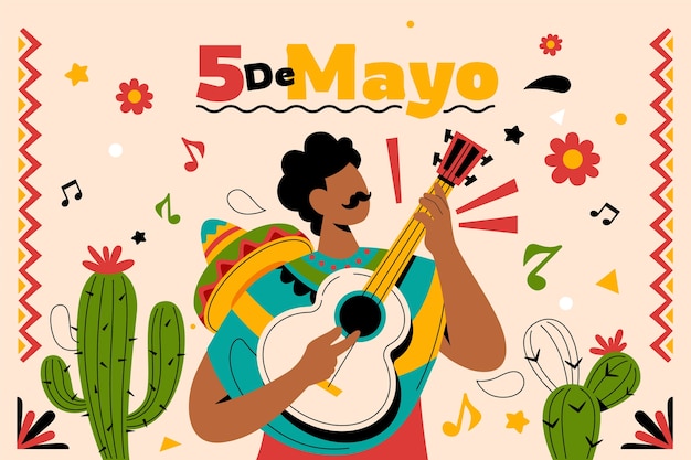 Vecteur gratuit fond plat pour la célébration du cinco de mayo