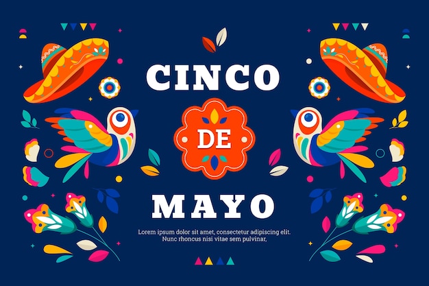 Vecteur gratuit fond plat pour la célébration du cinco de mayo