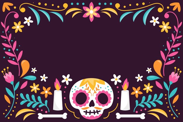 Vecteur gratuit fond plat pour la célébration du dia de muertos