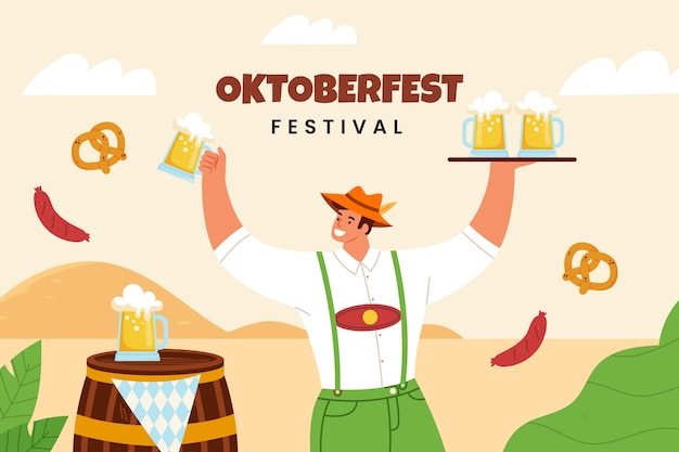 Vecteur gratuit fond plat pour la célébration du festival de la bière oktoberfest