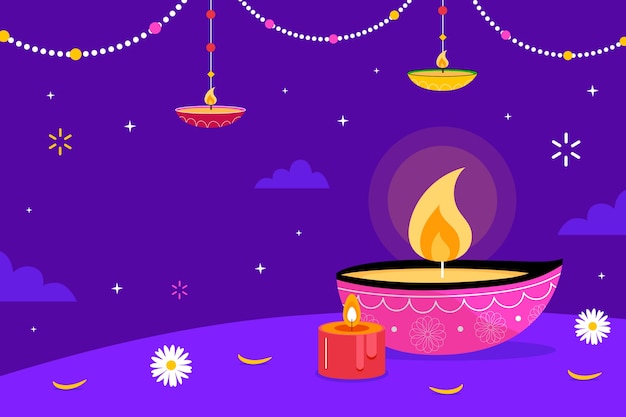 Vecteur gratuit fond plat pour la célébration du festival de diwali