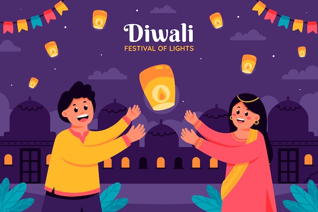 Fond Plat Pour La Célébration Du Festival Hindou Diwali