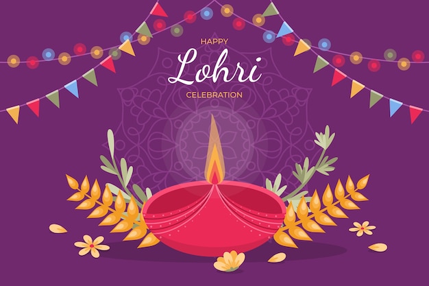 Vecteur gratuit fond plat pour la célébration du festival lohri