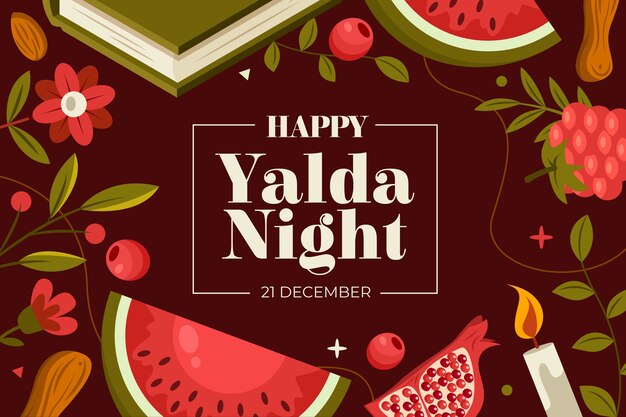 Fond plat pour la célébration du festival nocturne de Yalda avec des fruits