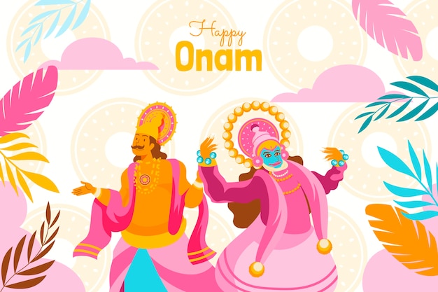 Vecteur gratuit fond plat pour la célébration du festival onam