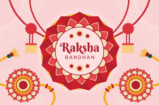 Vecteur gratuit fond plat pour la célébration du festival raksha bandhan