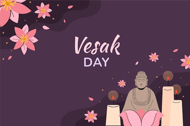 Vecteur gratuit fond plat pour la célébration du festival vesak