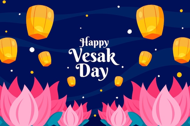 Vecteur gratuit fond plat pour la célébration du festival vesak