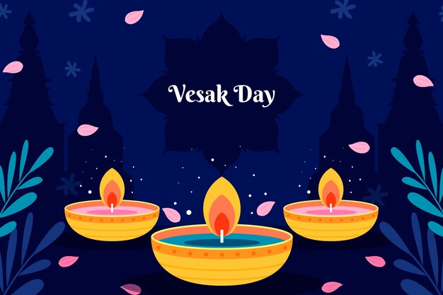 Vecteur gratuit fond plat pour la célébration du festival vesak