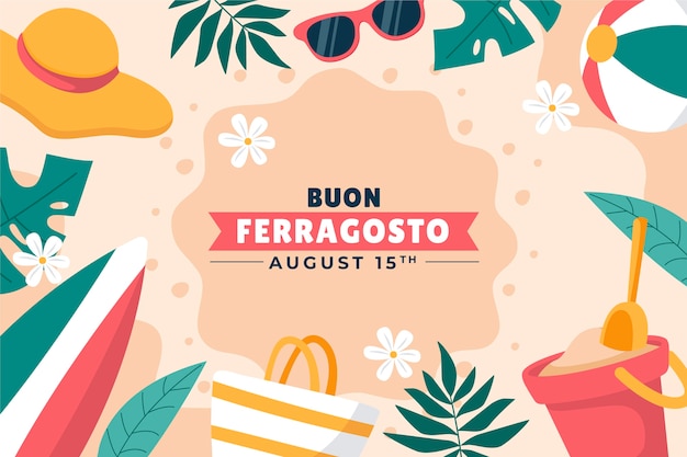 Vecteur gratuit fond plat pour la célébration de l'été ferragosto italien
