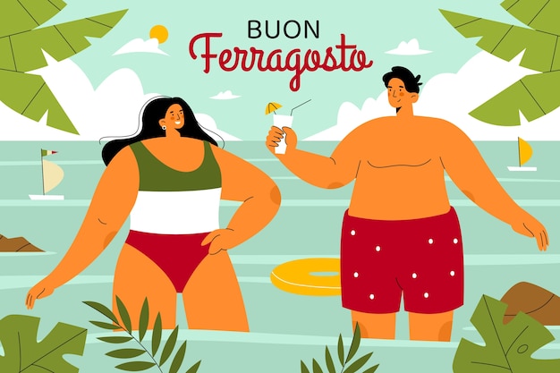 Vecteur gratuit fond plat pour la célébration de ferragosto