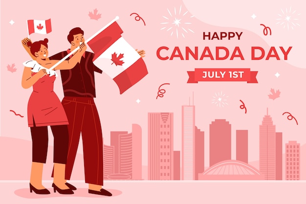 Vecteur gratuit fond plat pour la célébration de la fête du canada