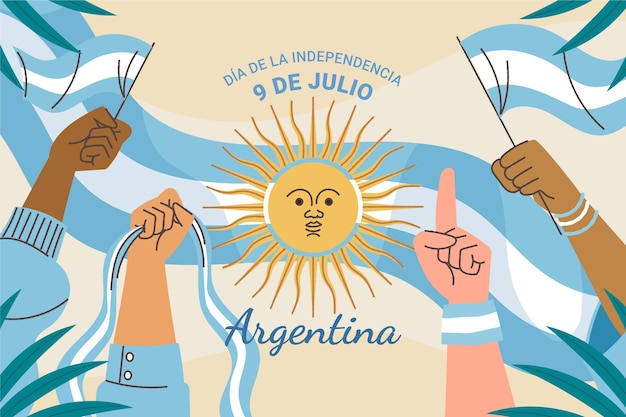 Vecteur gratuit fond plat pour la célébration de la fête de l'indépendance argentine