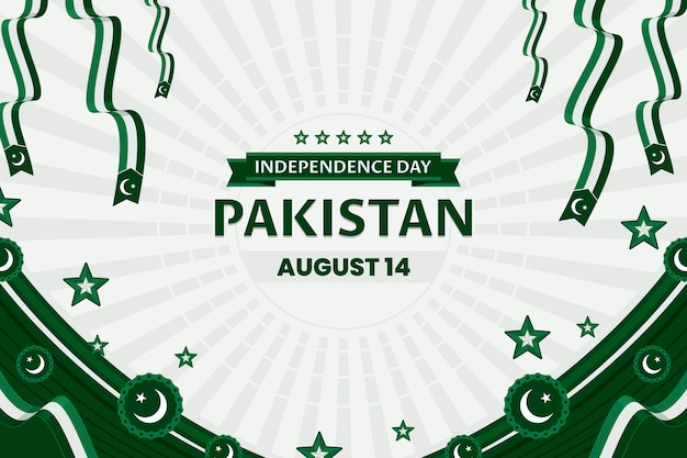 Vecteur gratuit fond plat pour la célébration de la fête de l'indépendance du pakistan