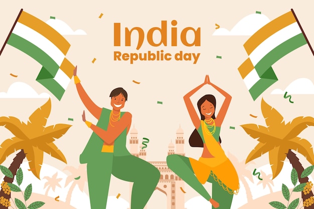 Vecteur gratuit fond plat pour la célébration de la fête de la république de l'inde