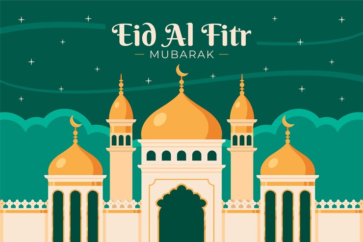 Vecteur gratuit fond plat pour la célébration islamique de l'aïd al-fitr