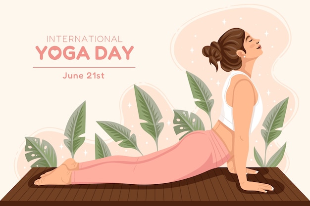 Vecteur gratuit fond plat pour la célébration de la journée internationale du yoga