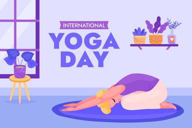 Fond plat pour la célébration de la journée internationale du yoga